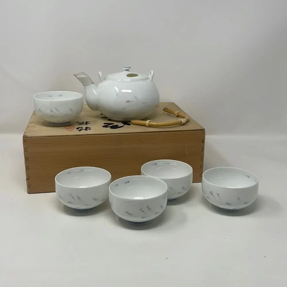Vintage 80’s Japanese porcelain Dobin kyusu sake/tea set
